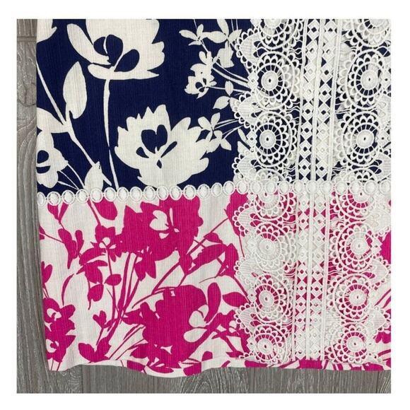 Eliza J Floral Embroidered Lace Trim V-Neck Sleeveless Sheath Dress | Size 4 - Picture 14 of 14